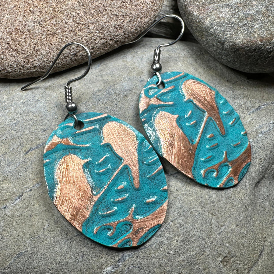 Springsong Bird Copper Earrings