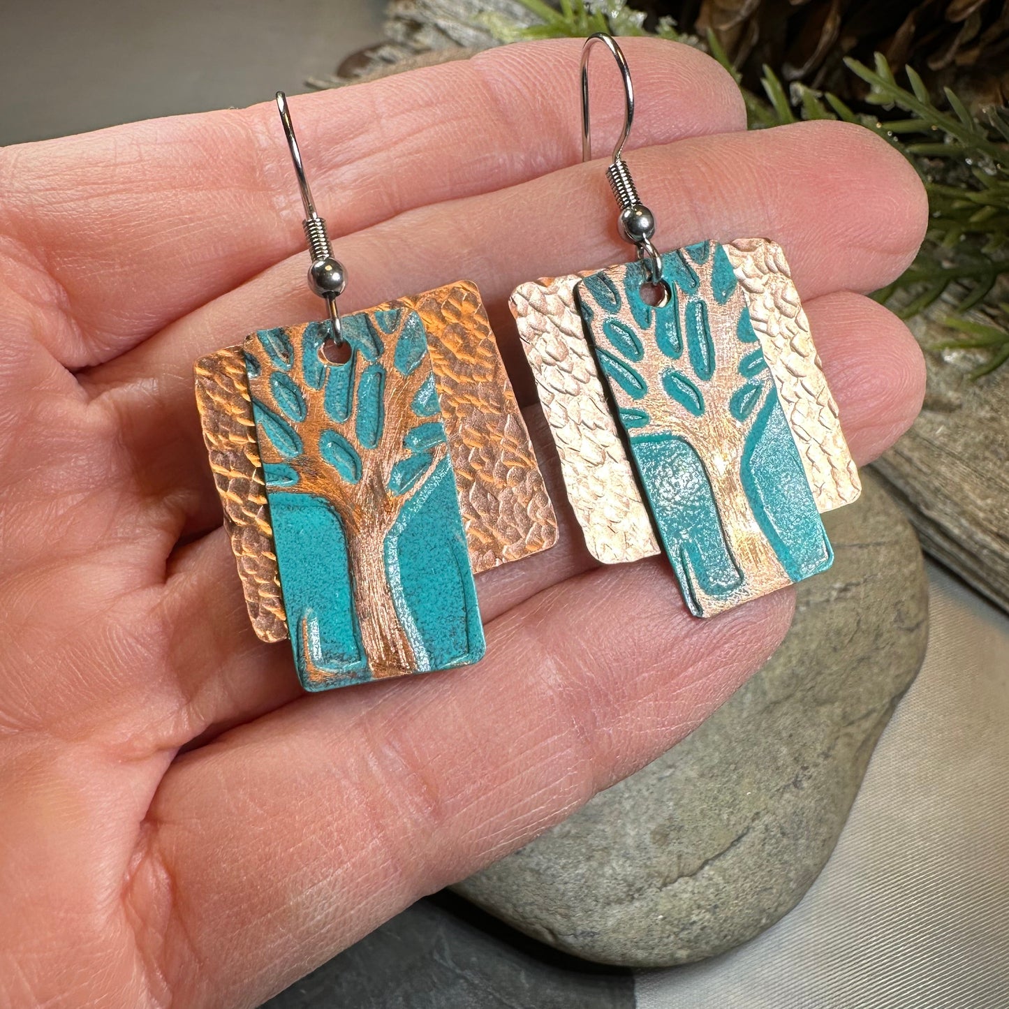 Forestmist Tree of Life Copper Earrings