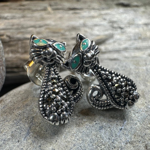 Load image into Gallery viewer, Curious Cat Stud Earrings
