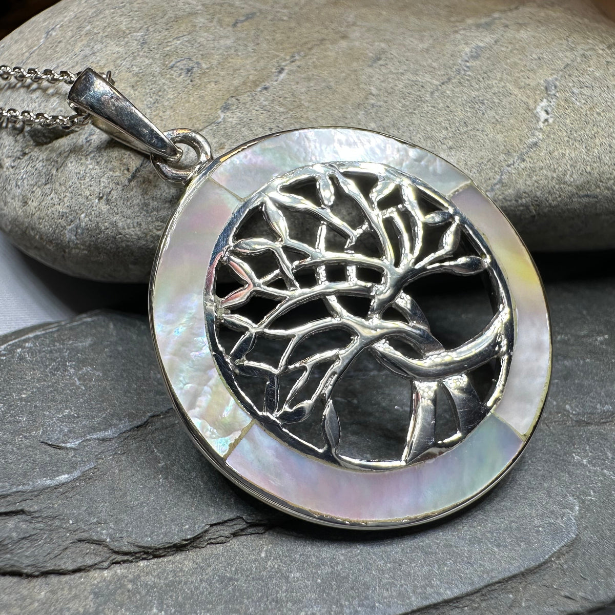 Carmina Tree of Life Shell Necklace in Sterling Silver — view 5