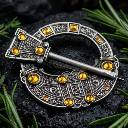 Dayna Large Celtic Brooch in Pewter