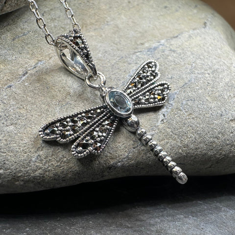 Load image into Gallery viewer, Hope Marcasite Dragonfly Necklace
