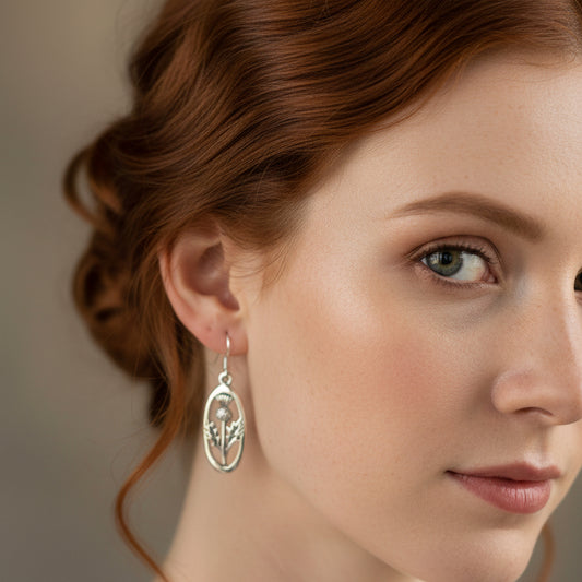 Wildwood Scottish Thistle Earrings in Sterling Silver