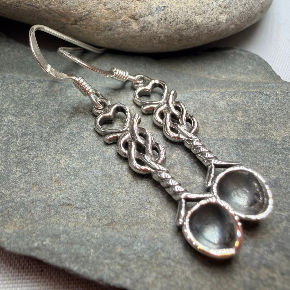 True Love Welsh Love Spoon Earrings in Sterling Silver