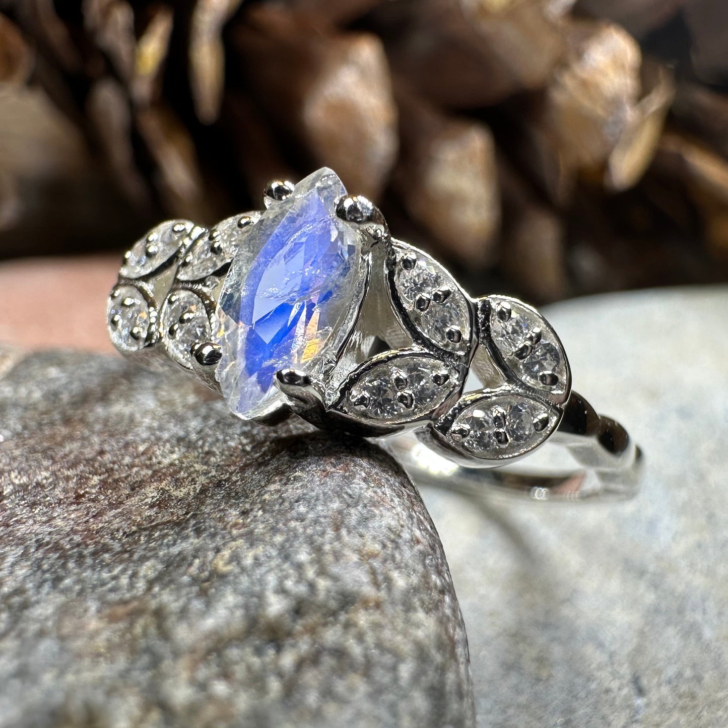 Laurel Moonstone Ring in Sterling Silver — view 5