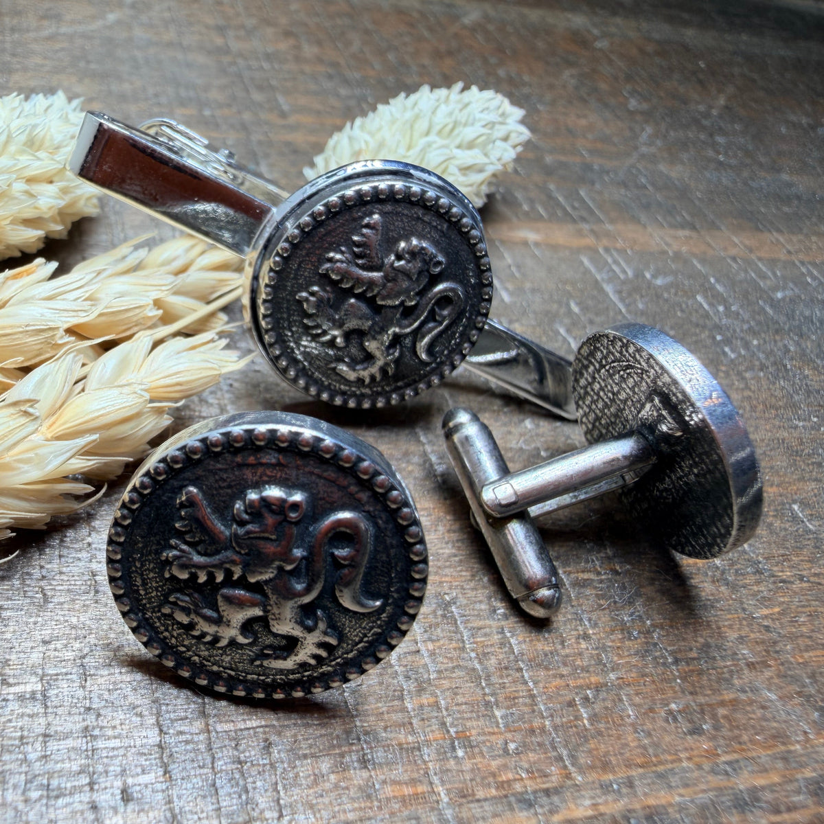 Lion of Scotland Cuff Links & Tie Bar Set - Handmade in Scotland