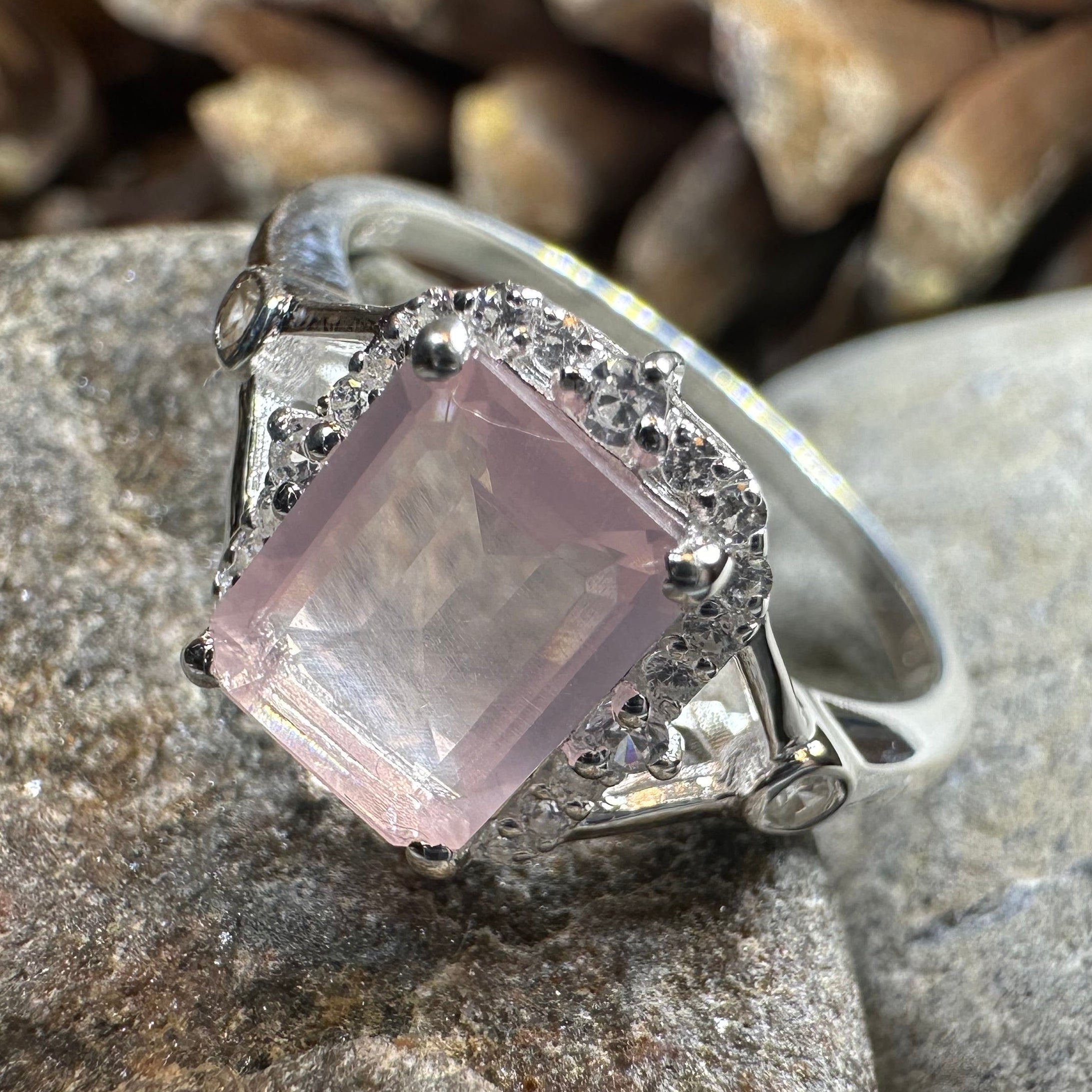 Tianna Rose Quartz Ring - Sterling Silver – Celtic Crystal Design