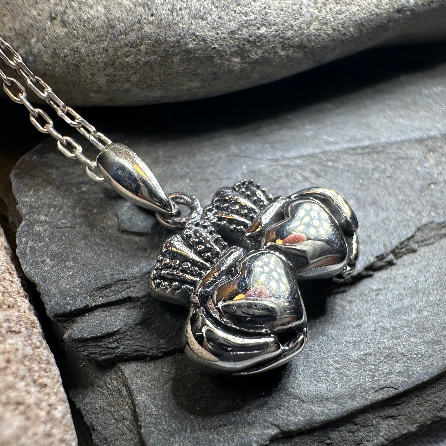 Croi Double Heart Irish Claddagh Necklace in Sterling Silver