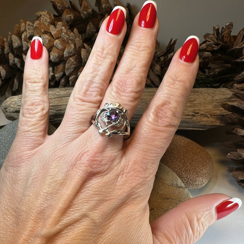 Load image into Gallery viewer, Dedication Scottish Luckenbooth Amethyst Ring in Sterling Silver
