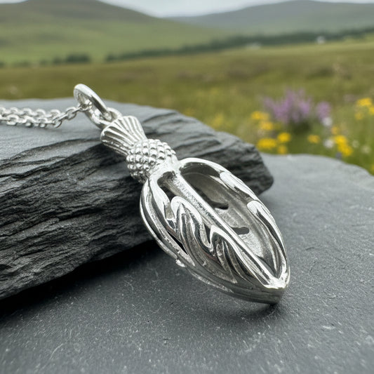 Gael Scottish Thistle Necklace in Sterling Silver