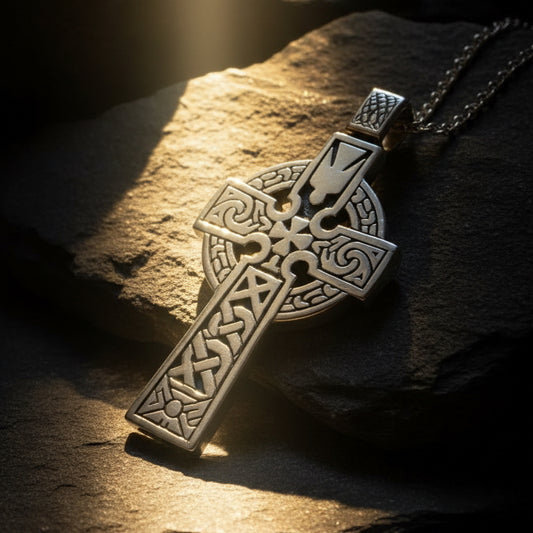 Holy Spirit Celtic Cross Necklace in Sterling Silver