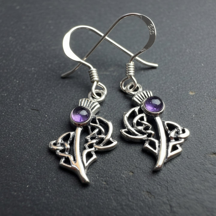 Raeburn Petite Scottish Thistle Earrings in Sterling Silver