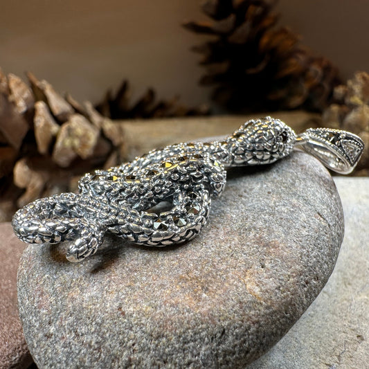 Calantha Marcasite Snake Necklace in Sterling Silver