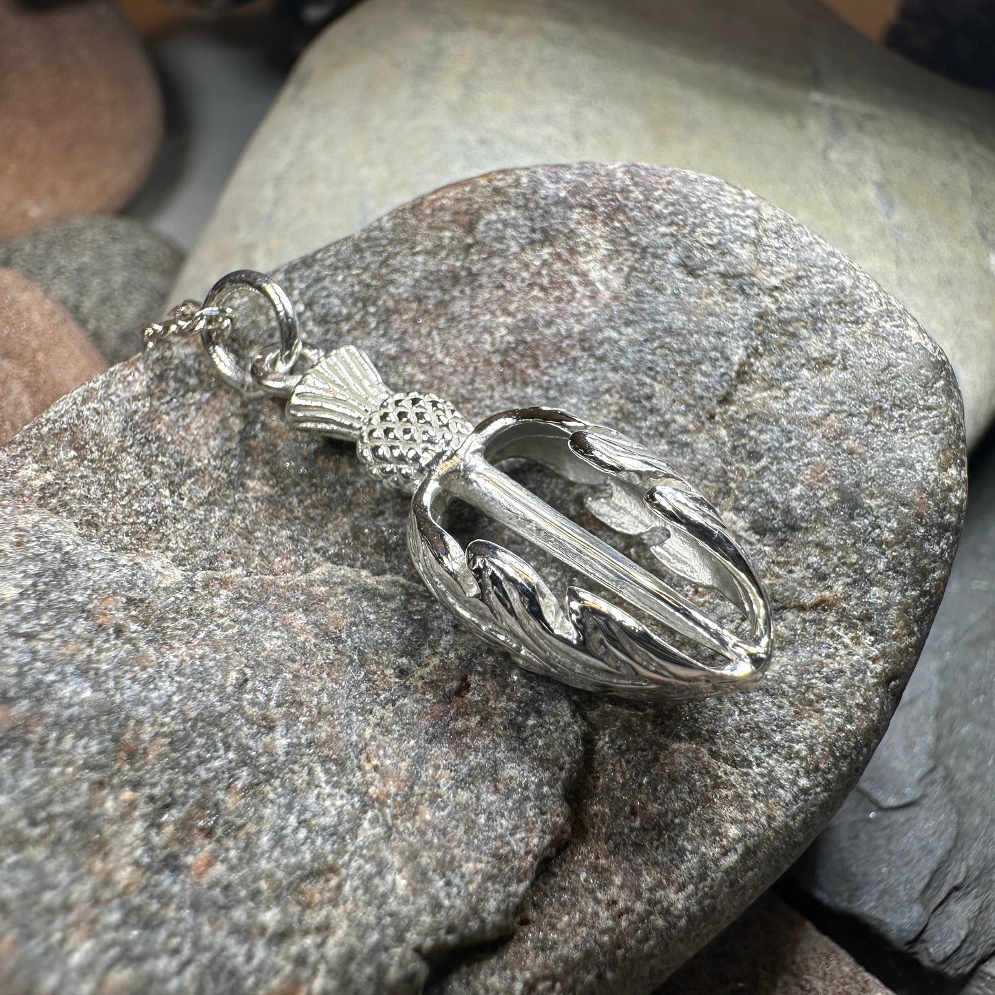 Gael Scottish Thistle Necklace in Sterling Silver