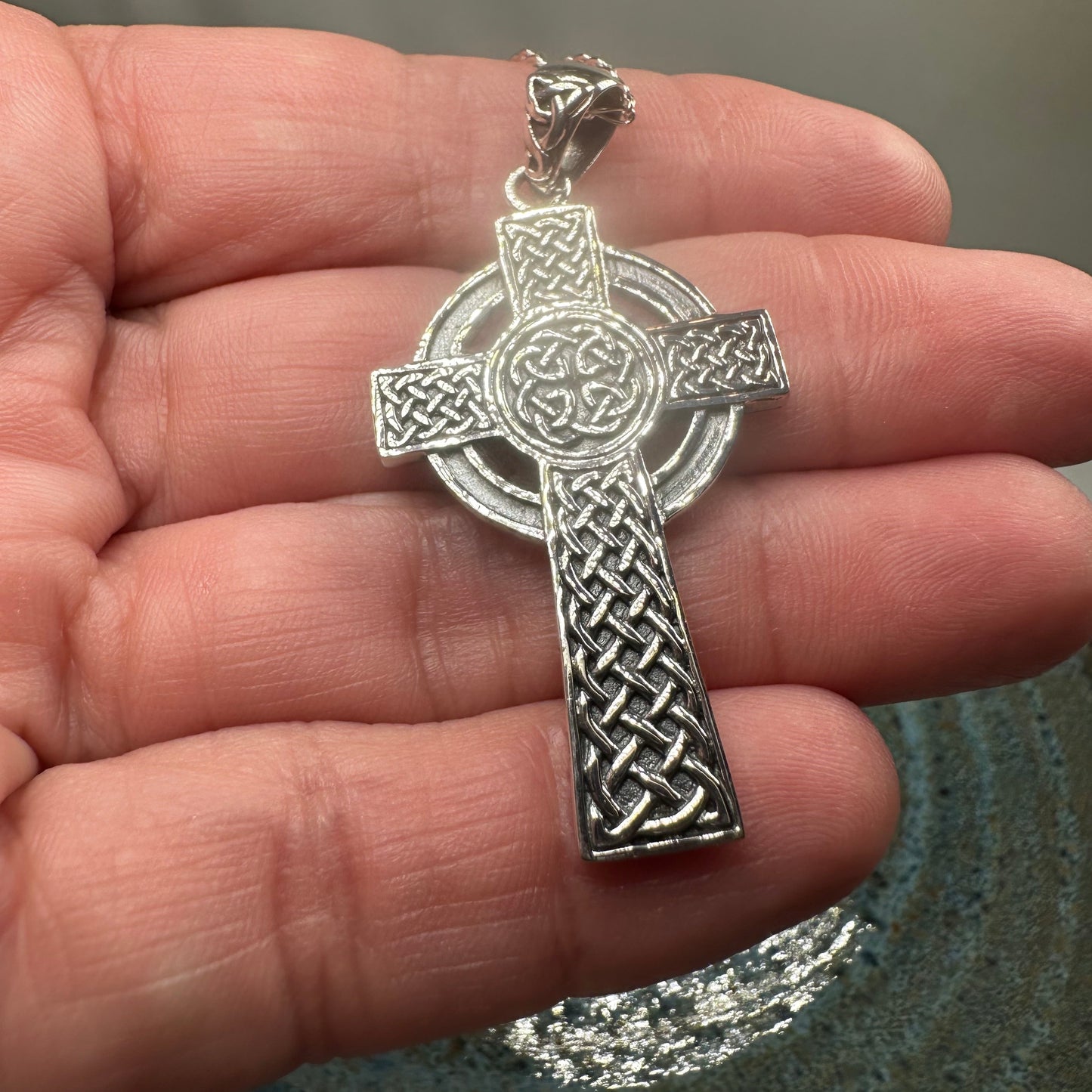 Kilcairn Celtic Cross Double Sided Necklace - Sterling Silver