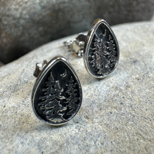 Deep Forest Pine Tree Stud Earrings