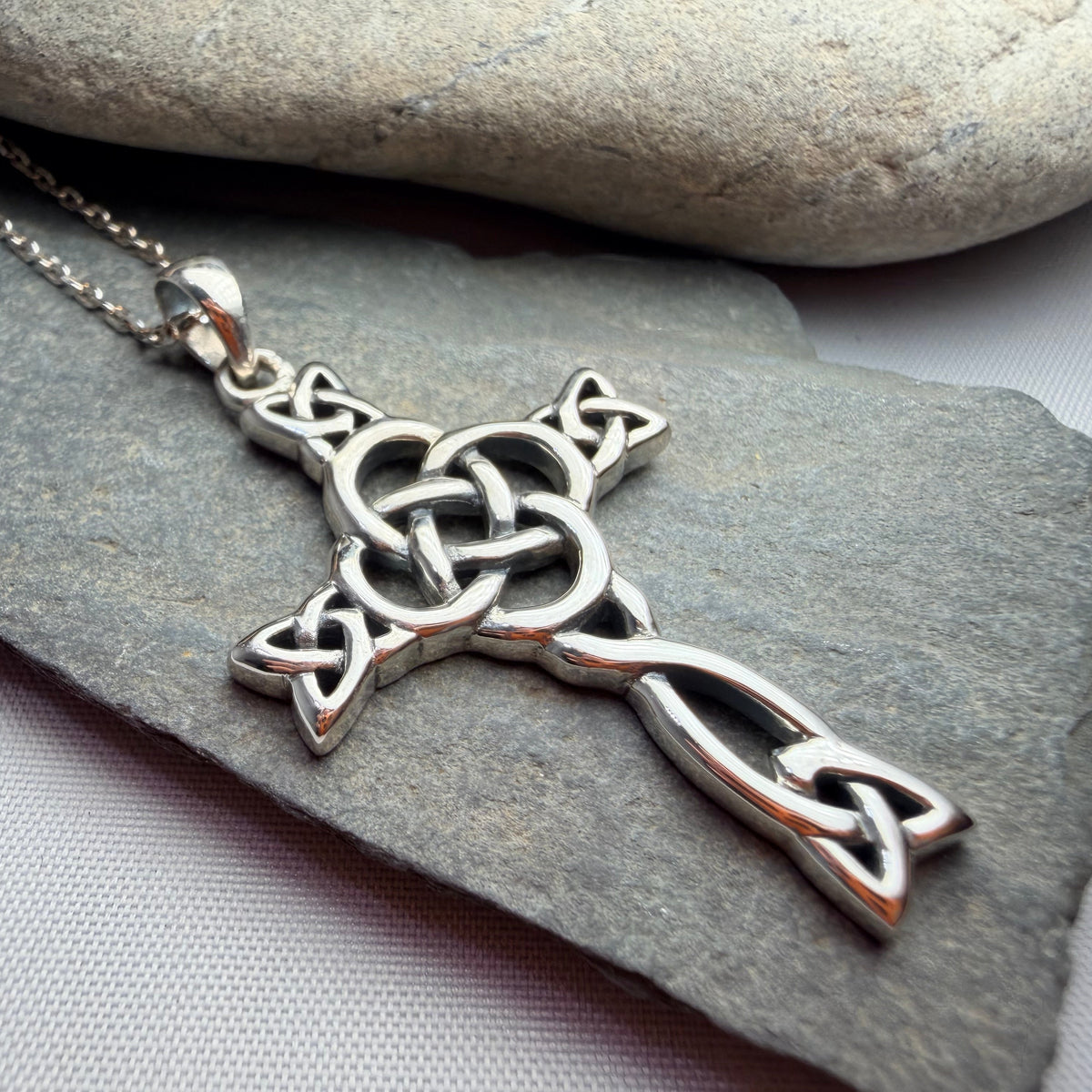 Celtic Dara Knot Cross Necklace in Sterling Silver