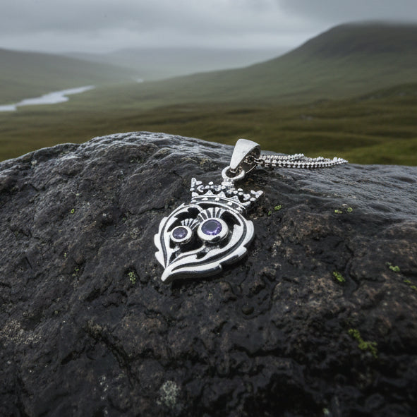 Petite Amethyst Scottish Luckenbooth Necklace — view 9