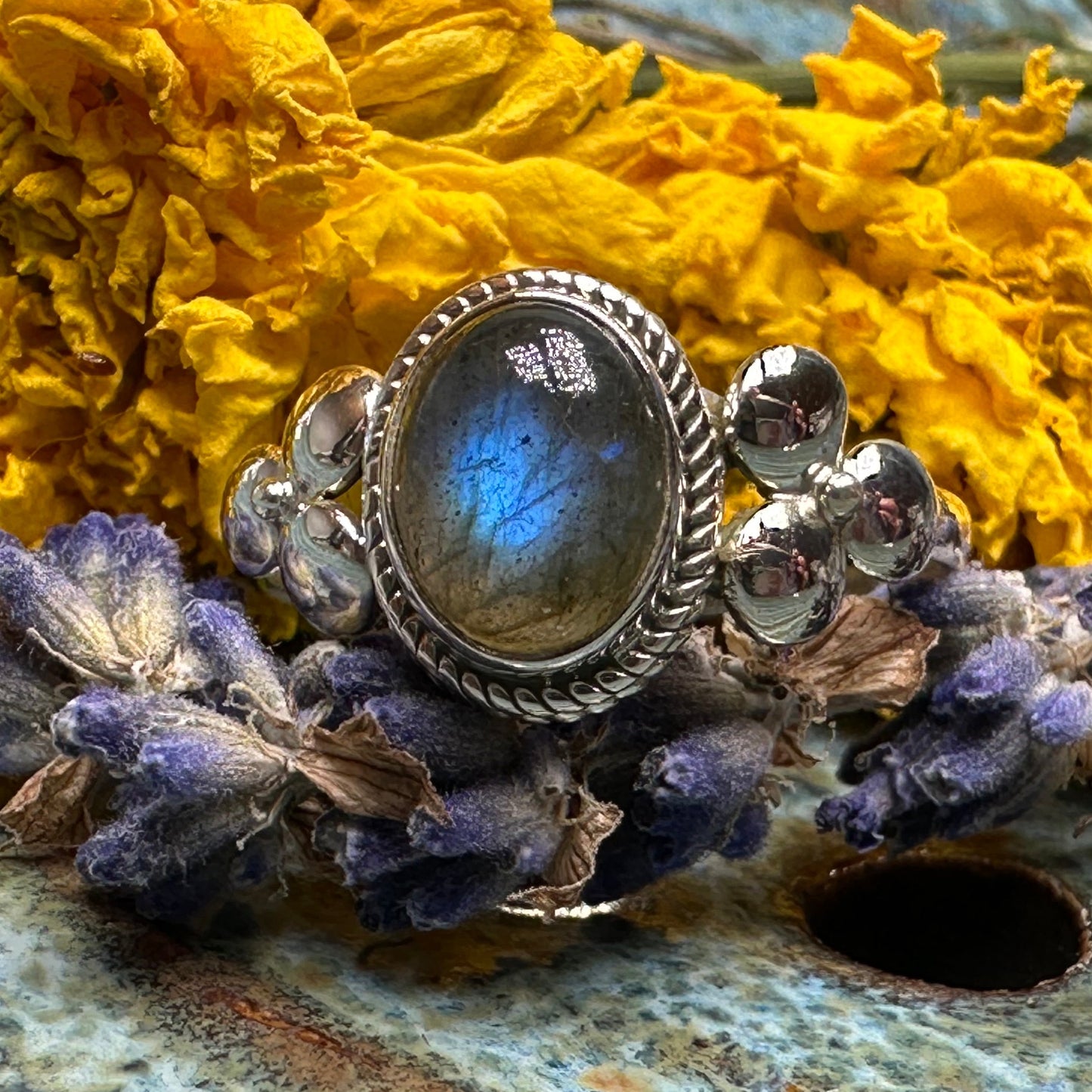 Airdrie Flower Ring in Sterling Silver