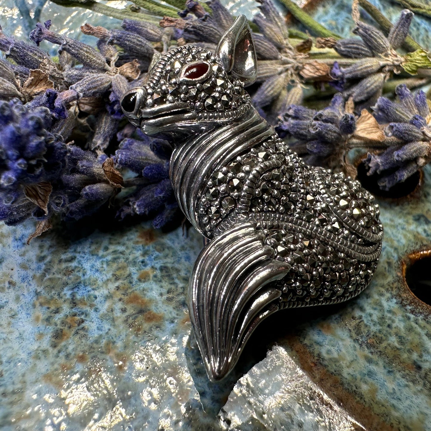 Reynard Marcasite Fox Necklace in Sterling Silver