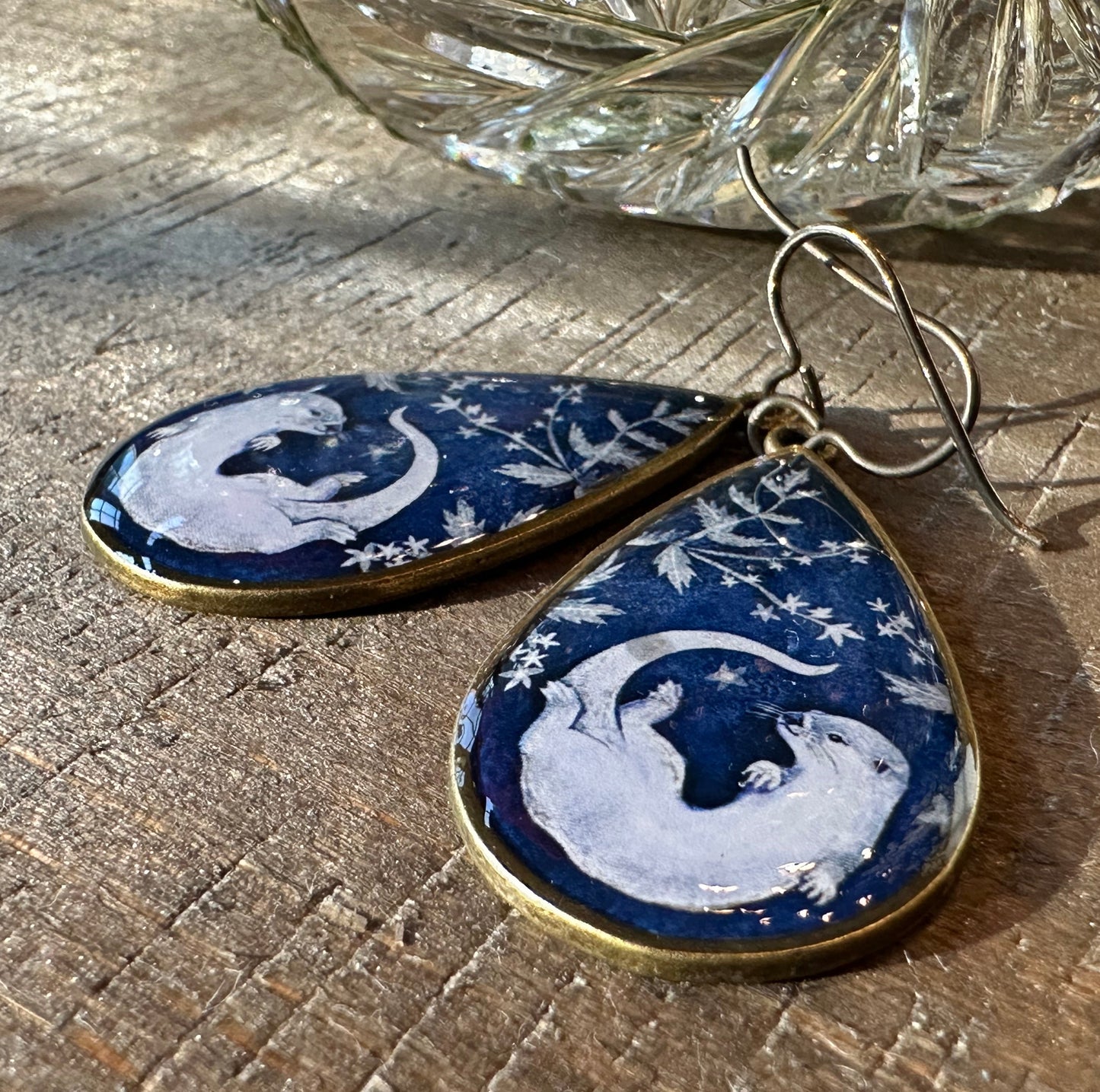 Indigo Otter Earrings - Handmade in the USA
