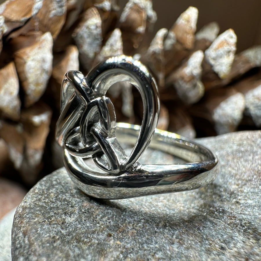 Celtic Trinity Knot Heart Ring in Sterling Silver