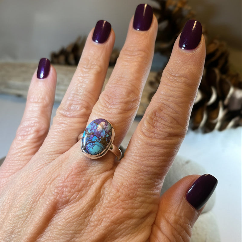 Purple Dahlia Turquoise Ring in Sterling Silver
