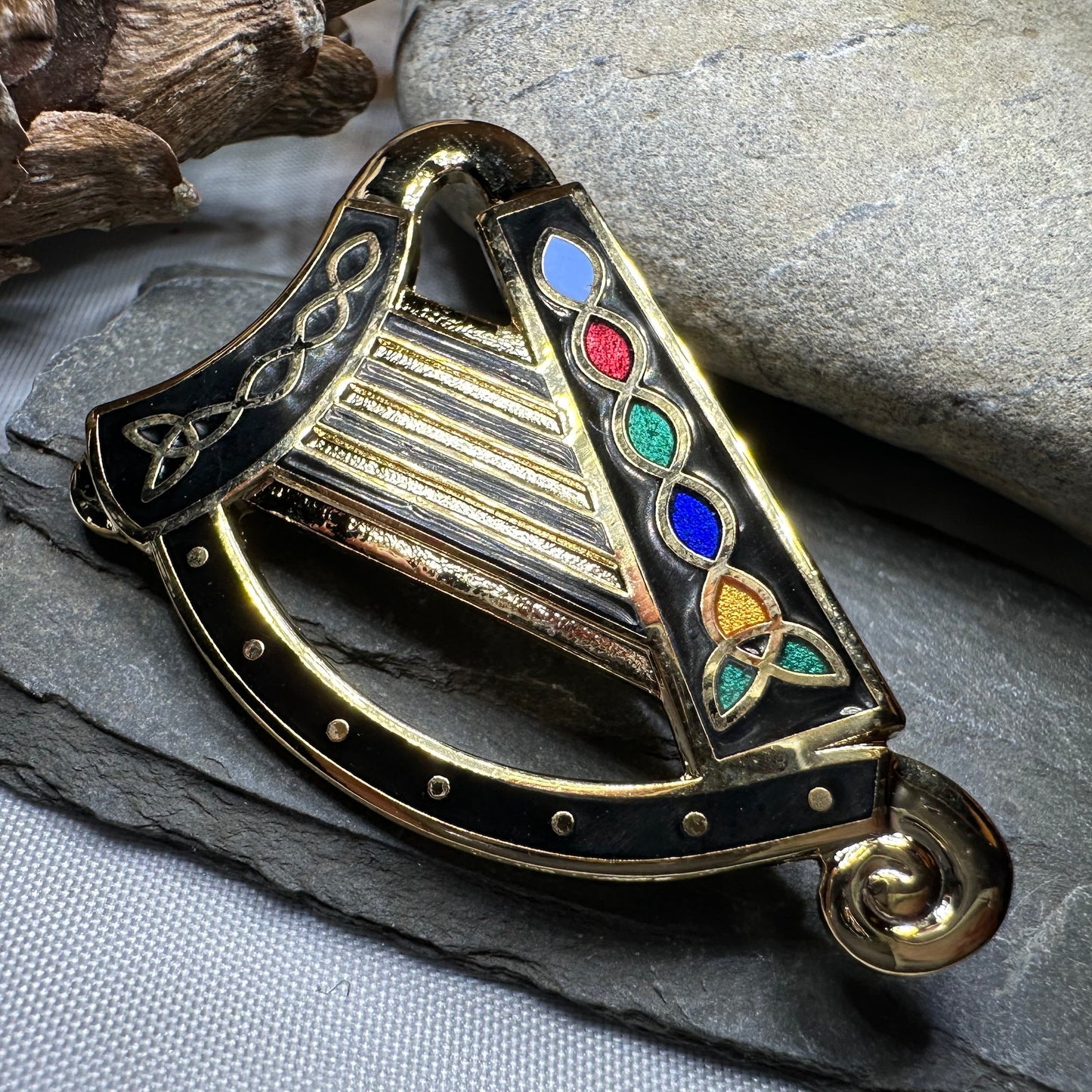 Celtic Harp Brooch - Irish Jewelry