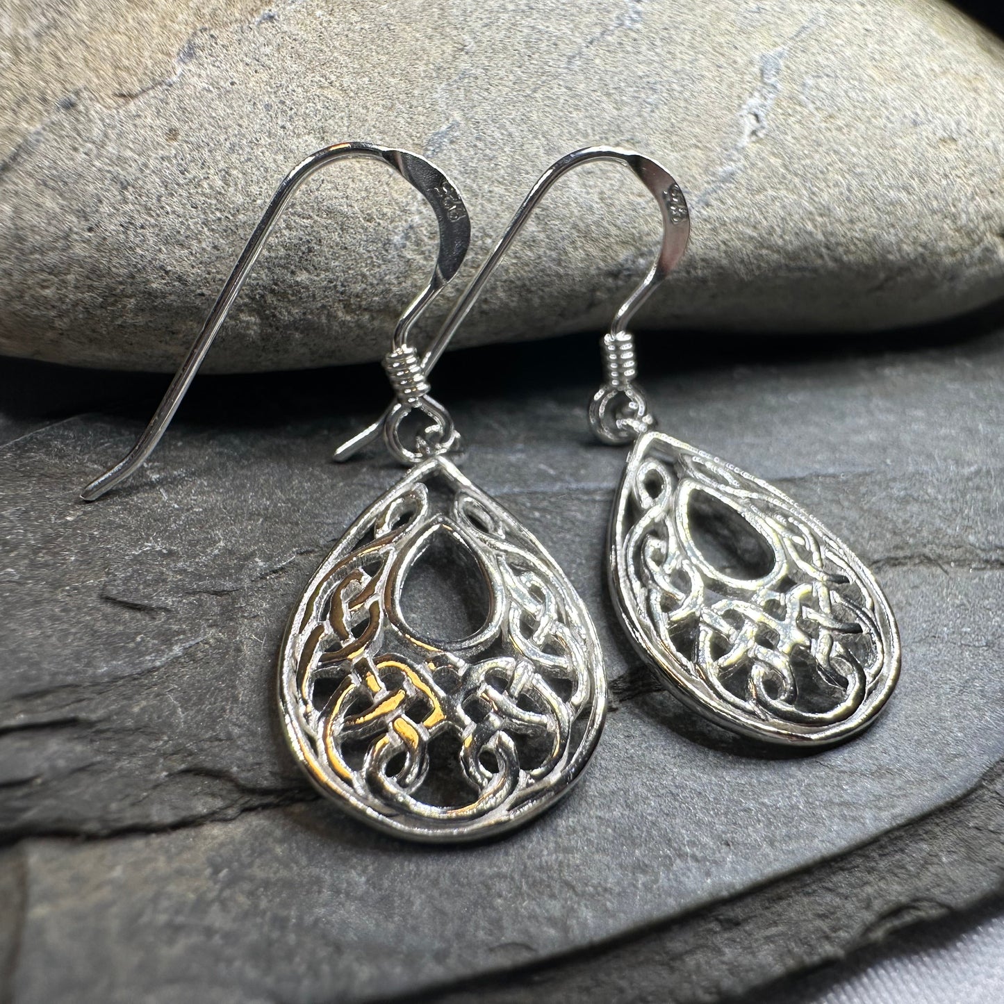 Celtic Teardrop Earrings in Sterling Silver
