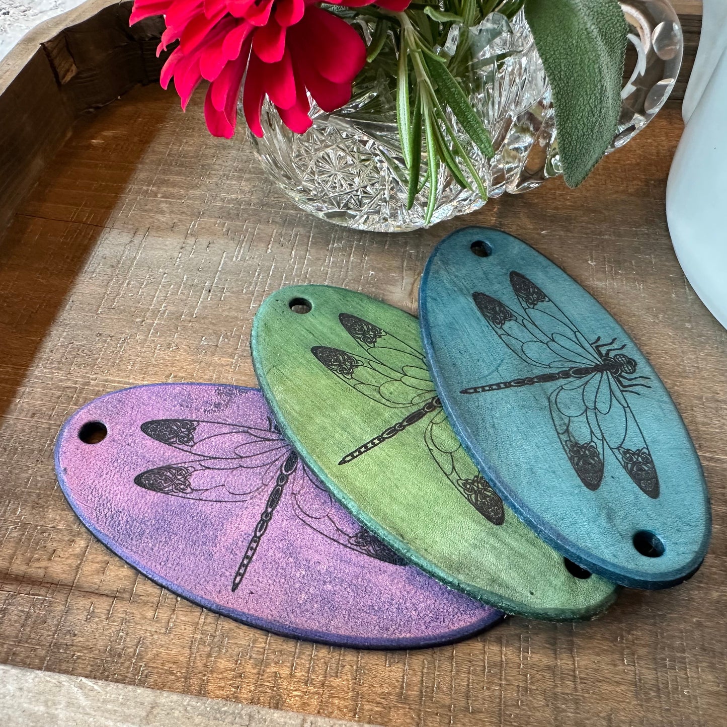 Celtic Dragonfly Leather Hair Slide for Women