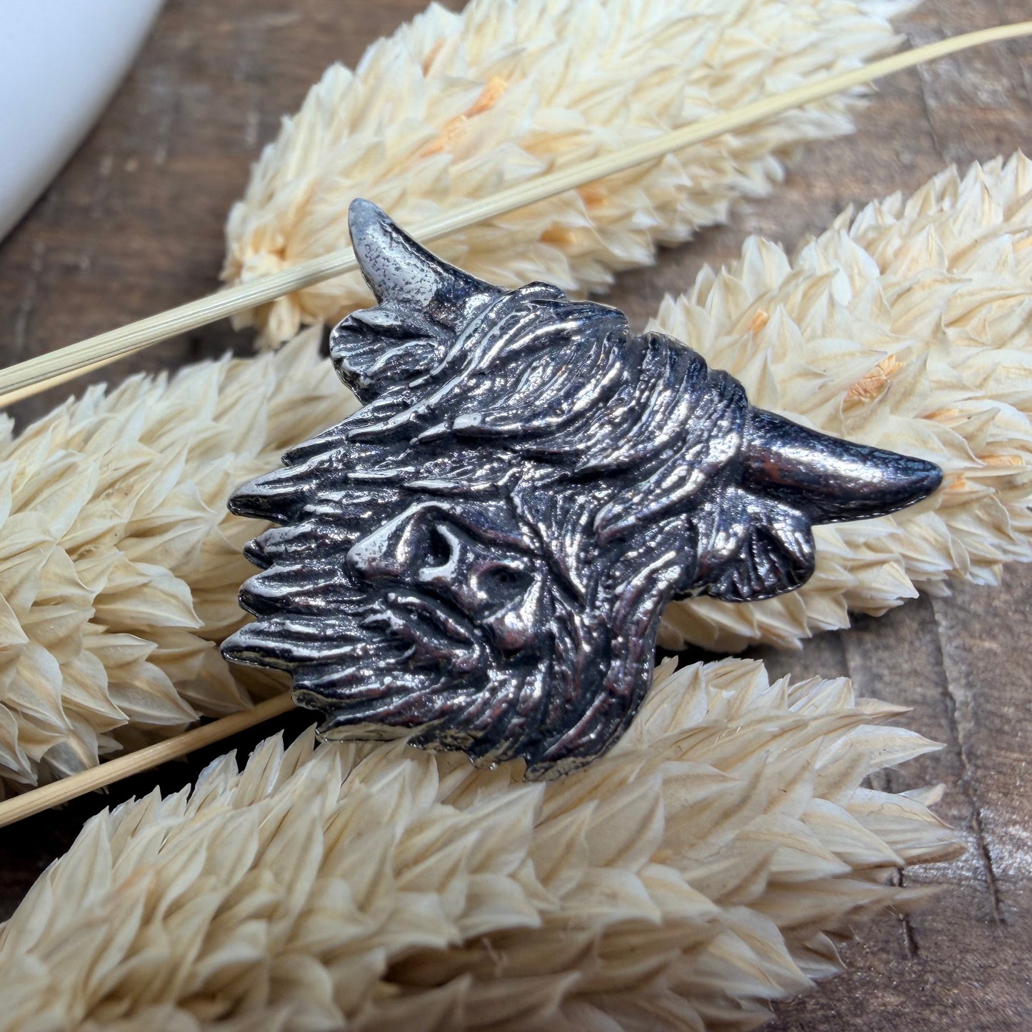 Pewter Highland Cow Lapel Pin - Handmade in Scotland