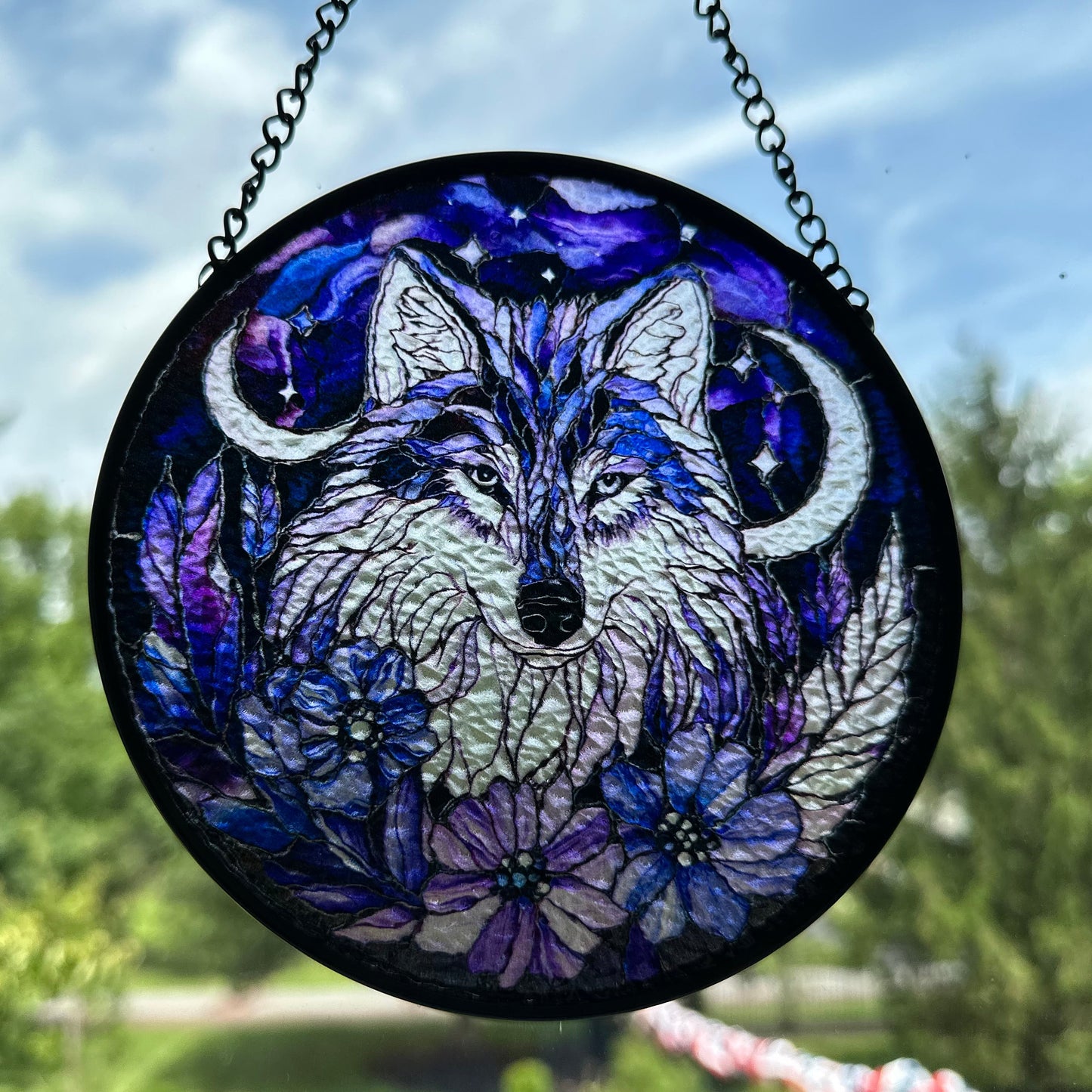 Midnight Purple Wolf Suncatcher