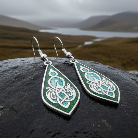 Aura Enamel Celtic Teardrop Earrings