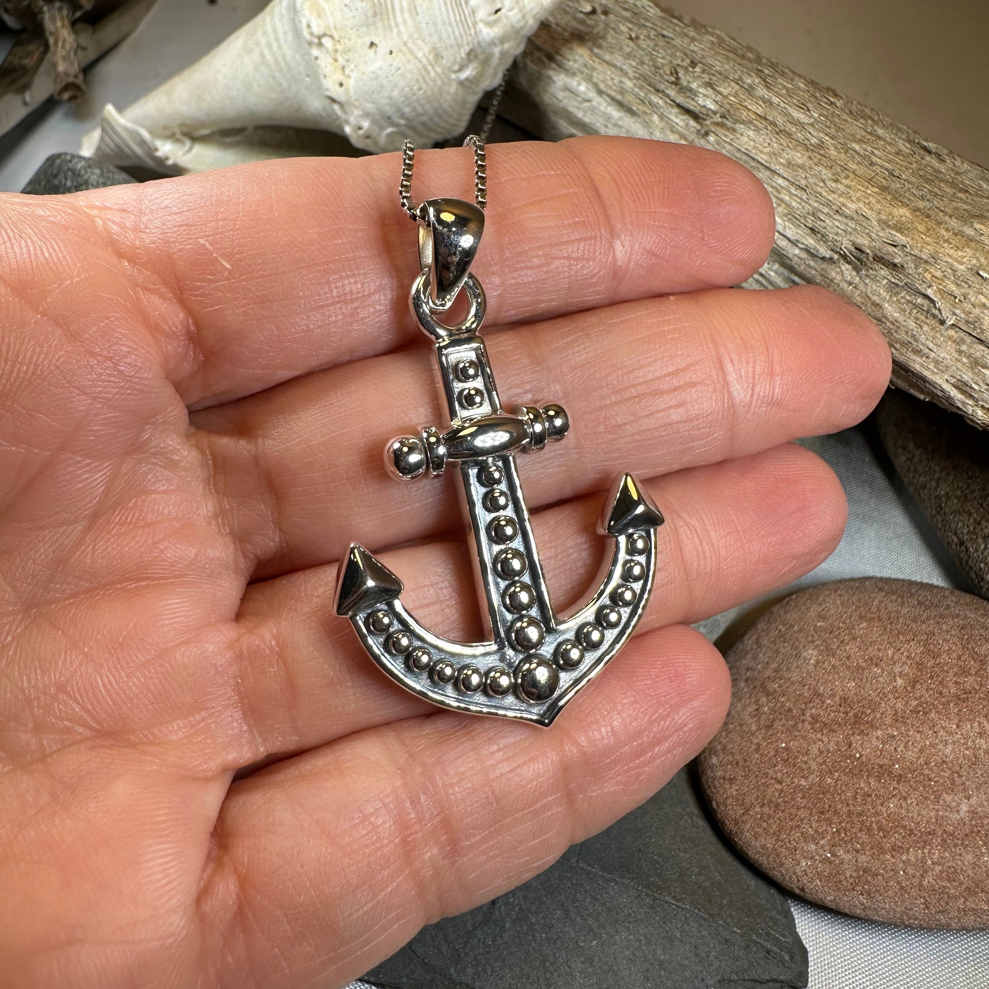 Grasmere Anchor Necklace in Sterling Silver — view 5