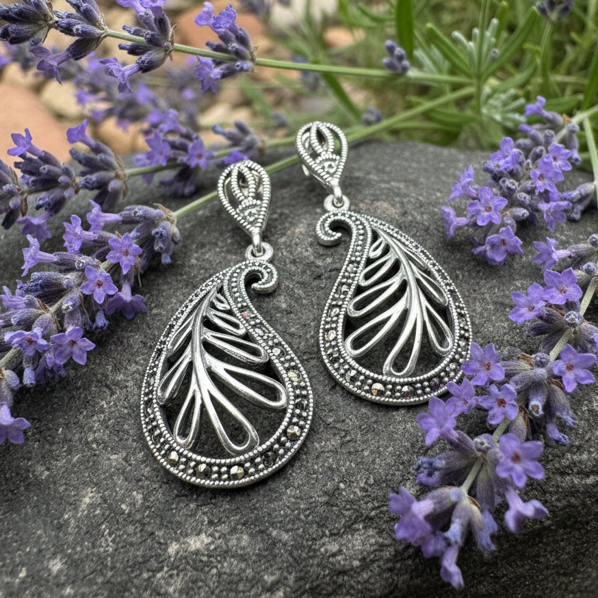 Elegant Celtic Paisley Earrings in Sterling Silver