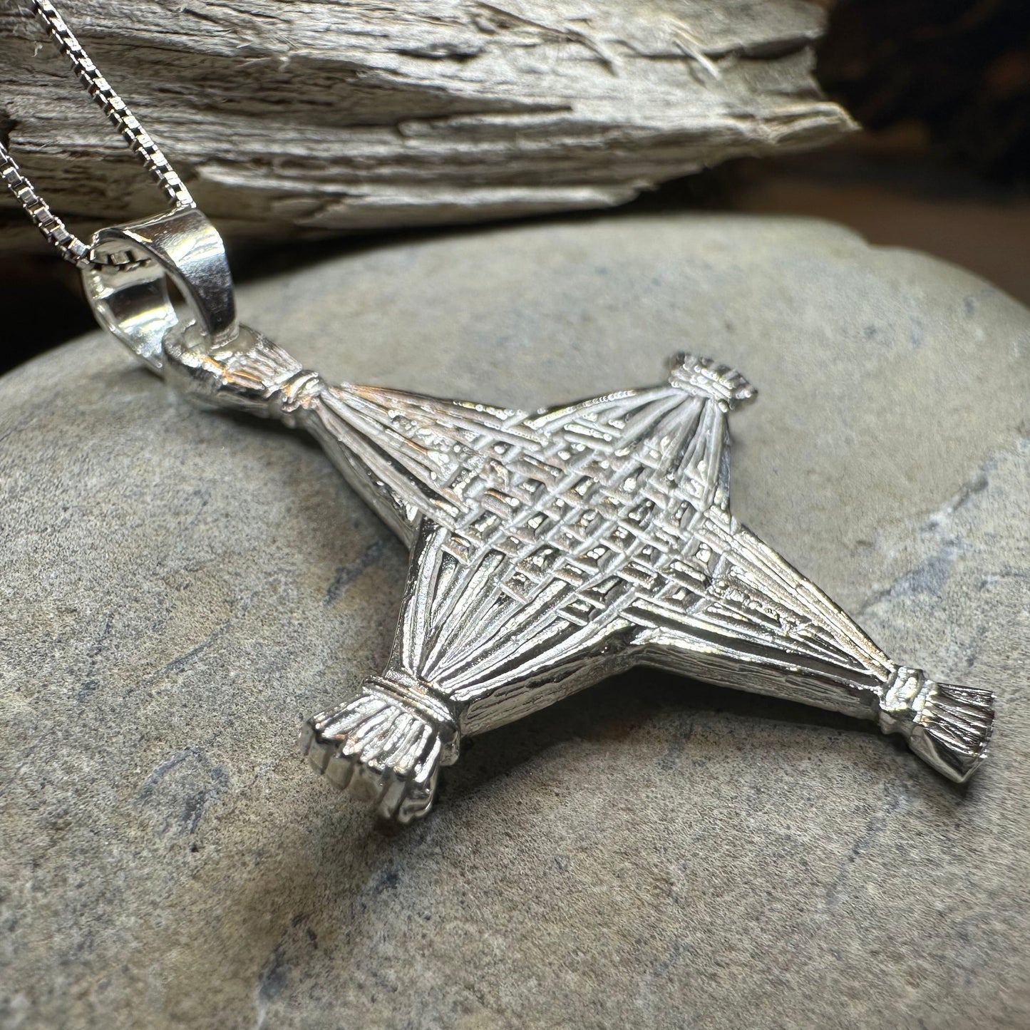 Artisan Sterling Silver Irish St. Brigid's Cross Necklace - Made in Ireland