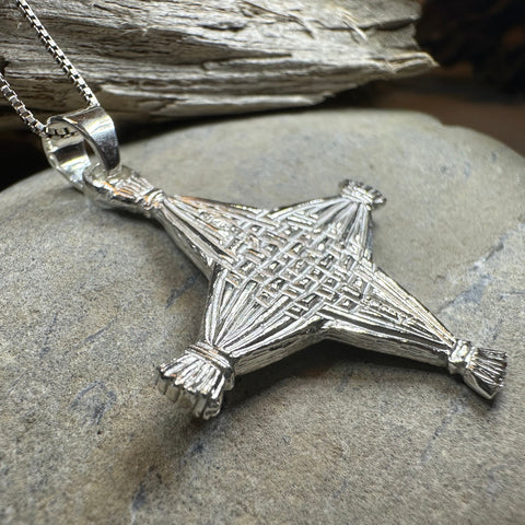 Load image into Gallery viewer, Artisan Sterling Silver Irish St. Brigid's Cross Necklace - Made in Ireland
