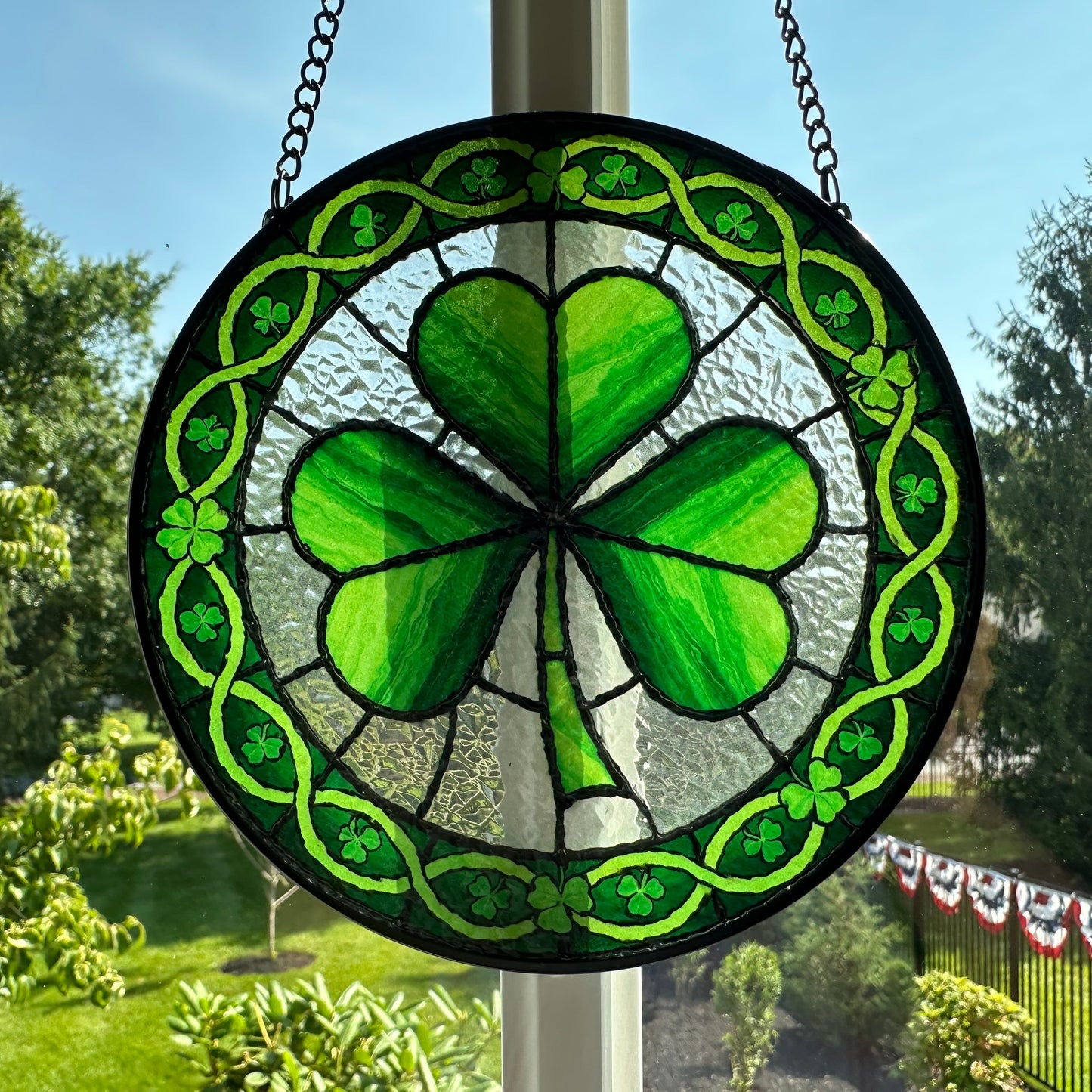 Ireland Forever Shamrock Stained Glass Gift