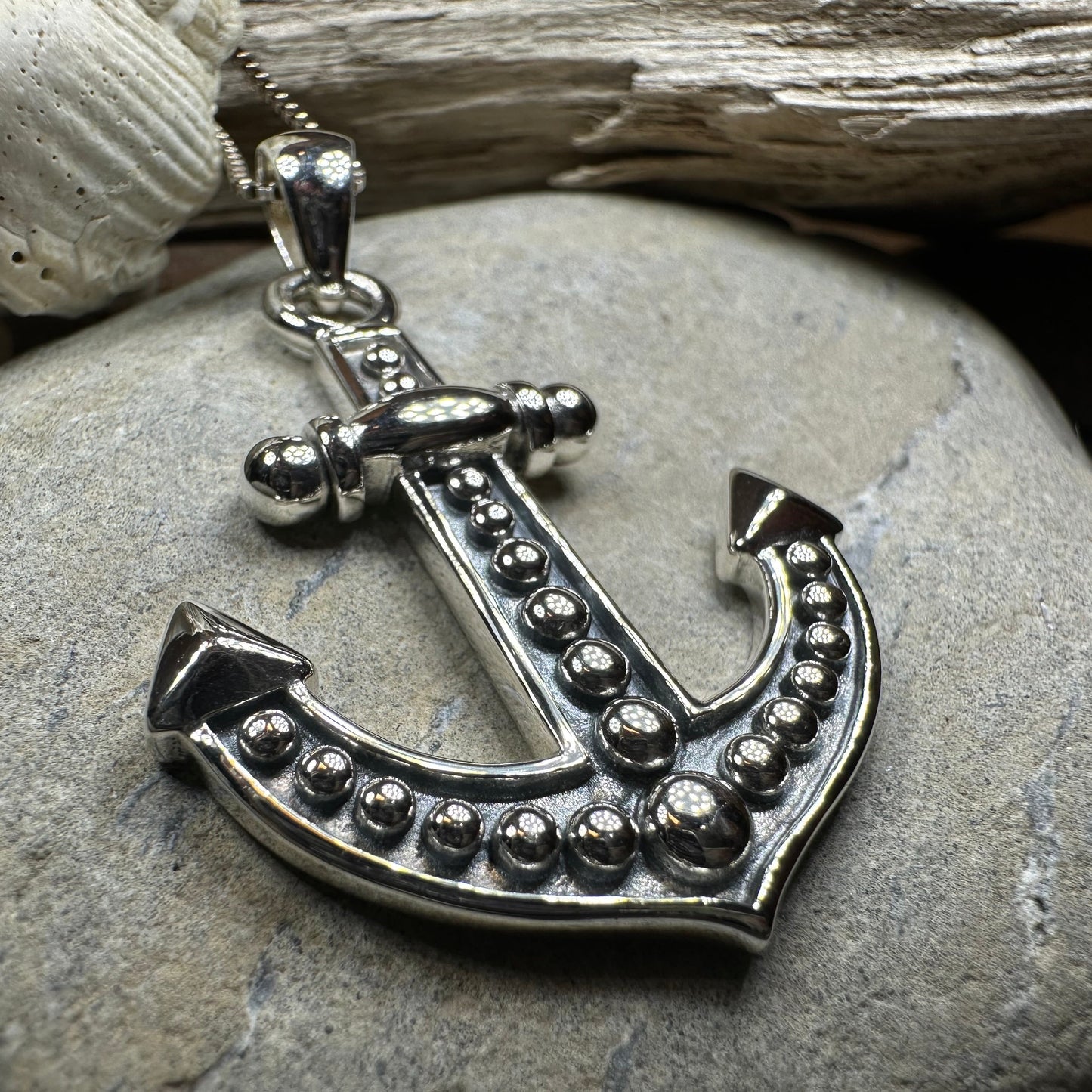 Grasmere Anchor Necklace in Sterling Silver — view 6