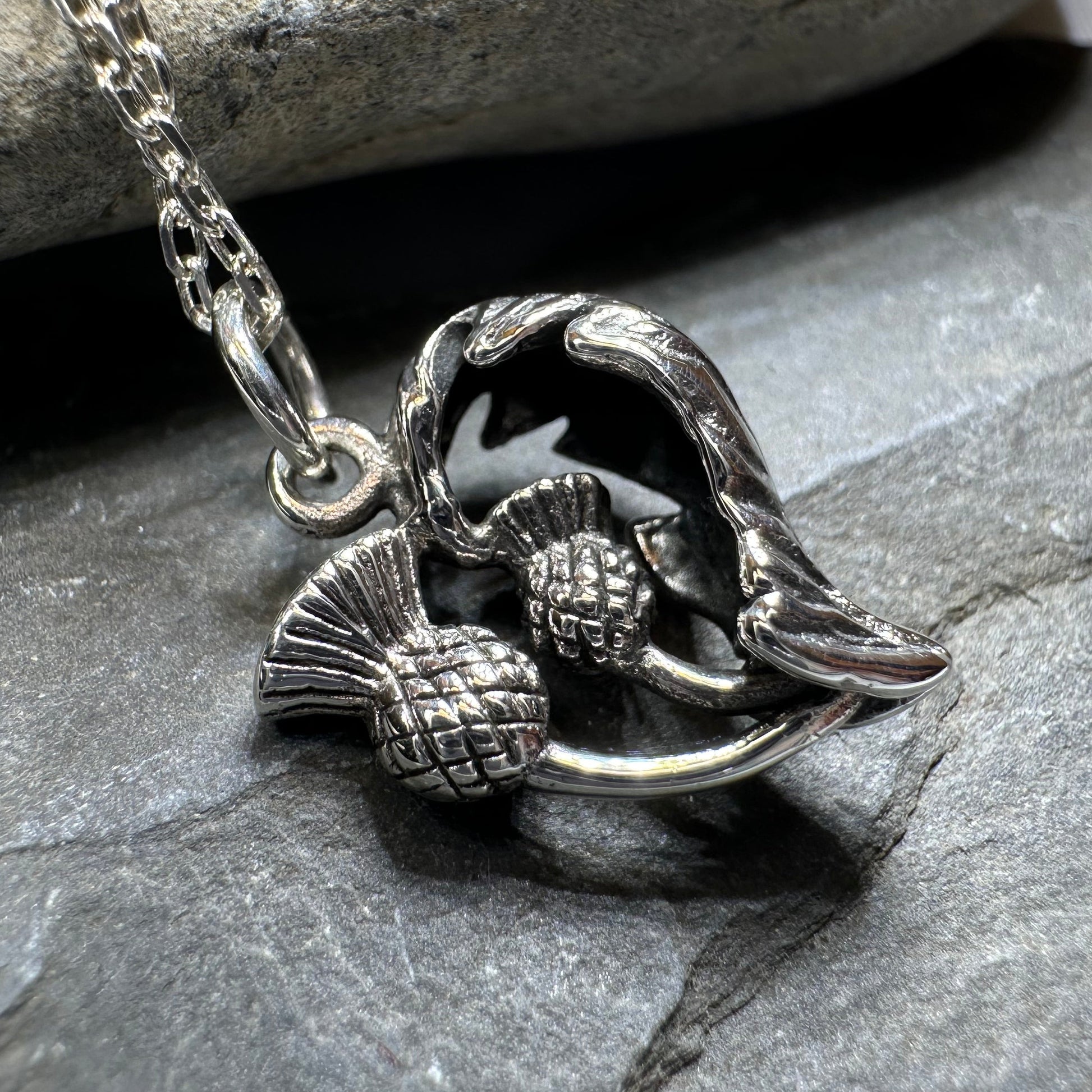 Erskine Scottish Thistle Necklace in Sterling Silver — view 8
