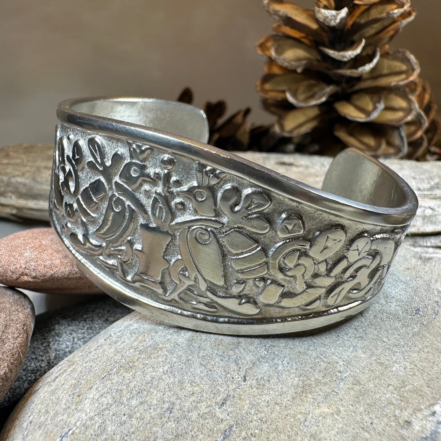 Celtic Love Birds Cuff Bracelet - Handmade in Scotland — view 3