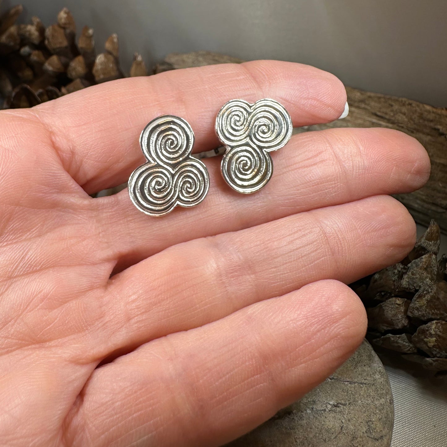 Artisan Newgrange Triple Spiral Cufflinks - Made in Ireland