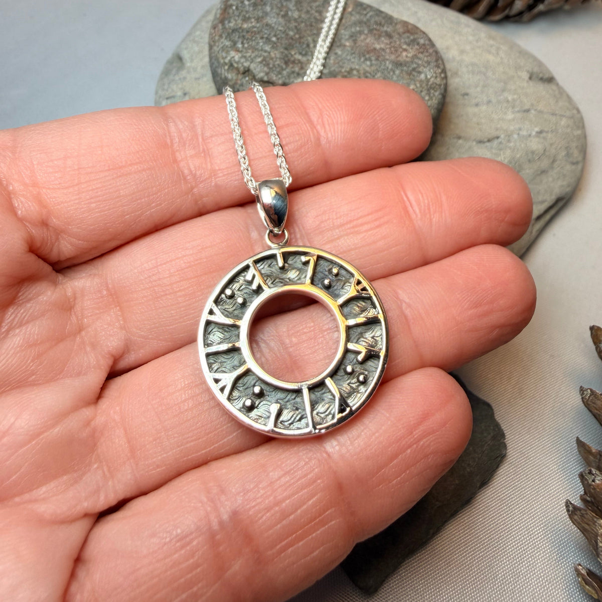 "My Love, Kiss Me" Norse Runes Necklace in Sterling Silver