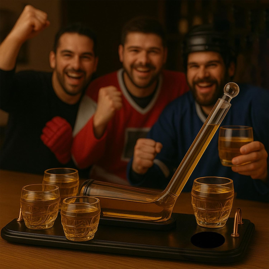 Ice Hockey Whiskey Decanter Premium Barware Gift with Four Glasses