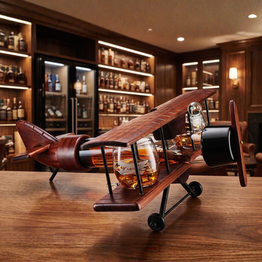 Whiskey Decanter Airplane Set Premium Barware
