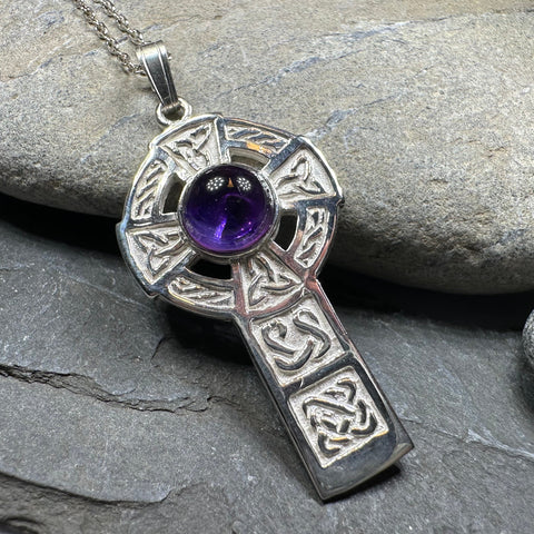 Load image into Gallery viewer, Amethyst Celtic Cross Necklace - Handmade in Scotland
