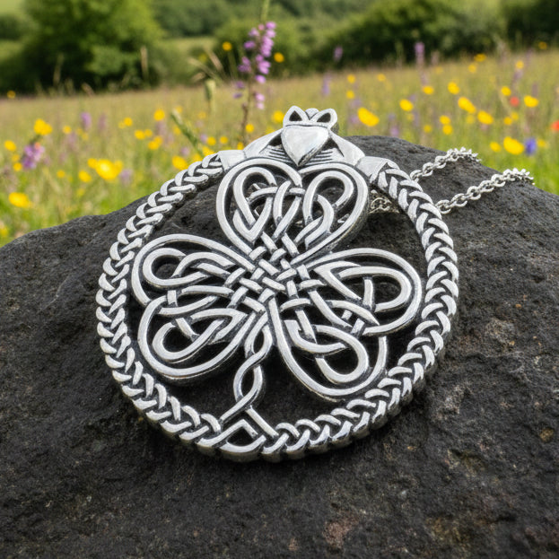 Sylvania Irish Shamrock Claddagh Necklace