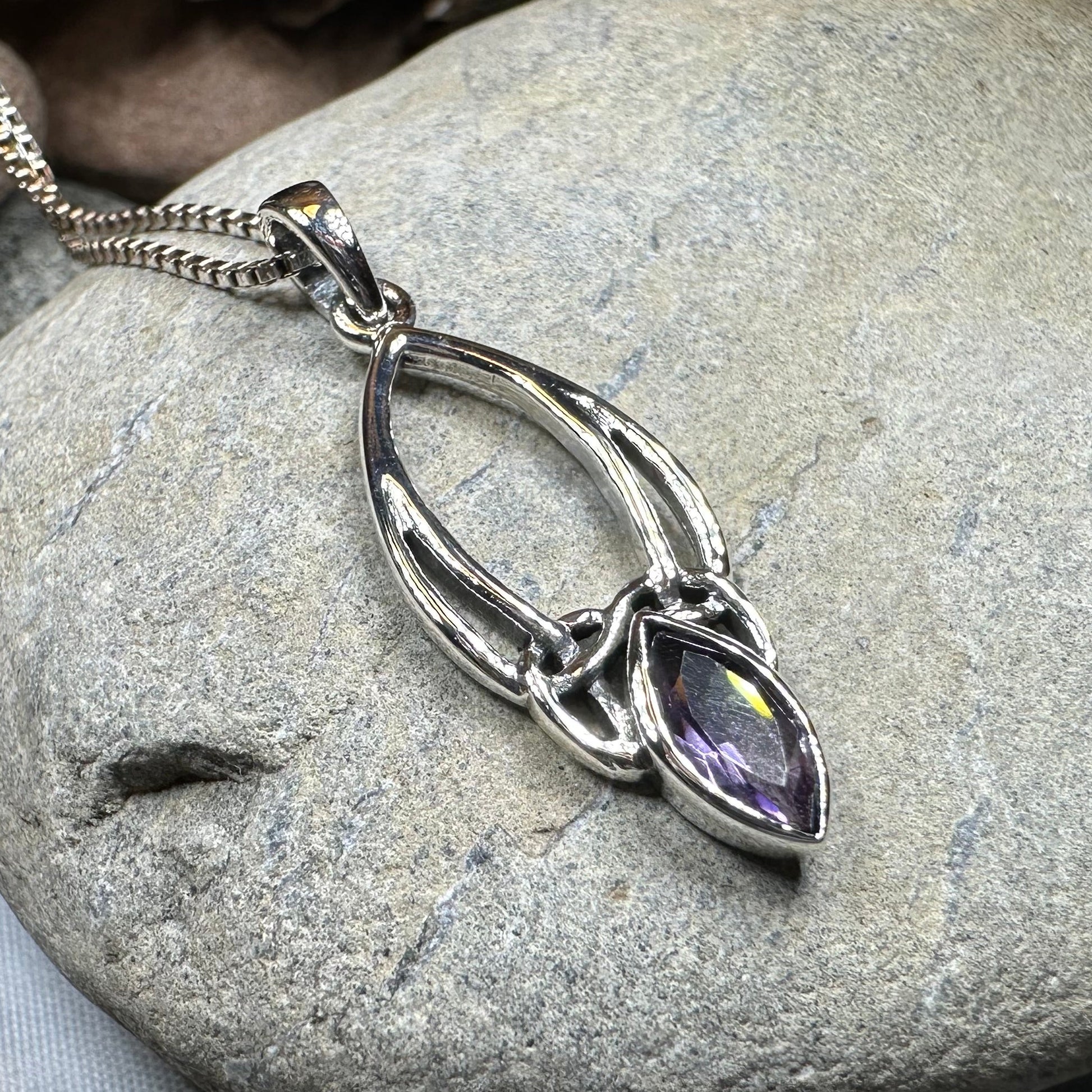 Tay Celtic Knot Amethyst Necklace in Sterling Silver — view 9