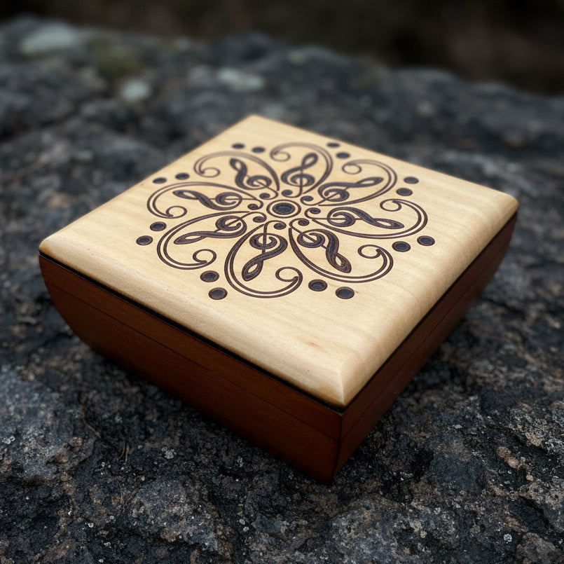 Treble Clef Music Note Keepsake Box - Handmade Wooden Box