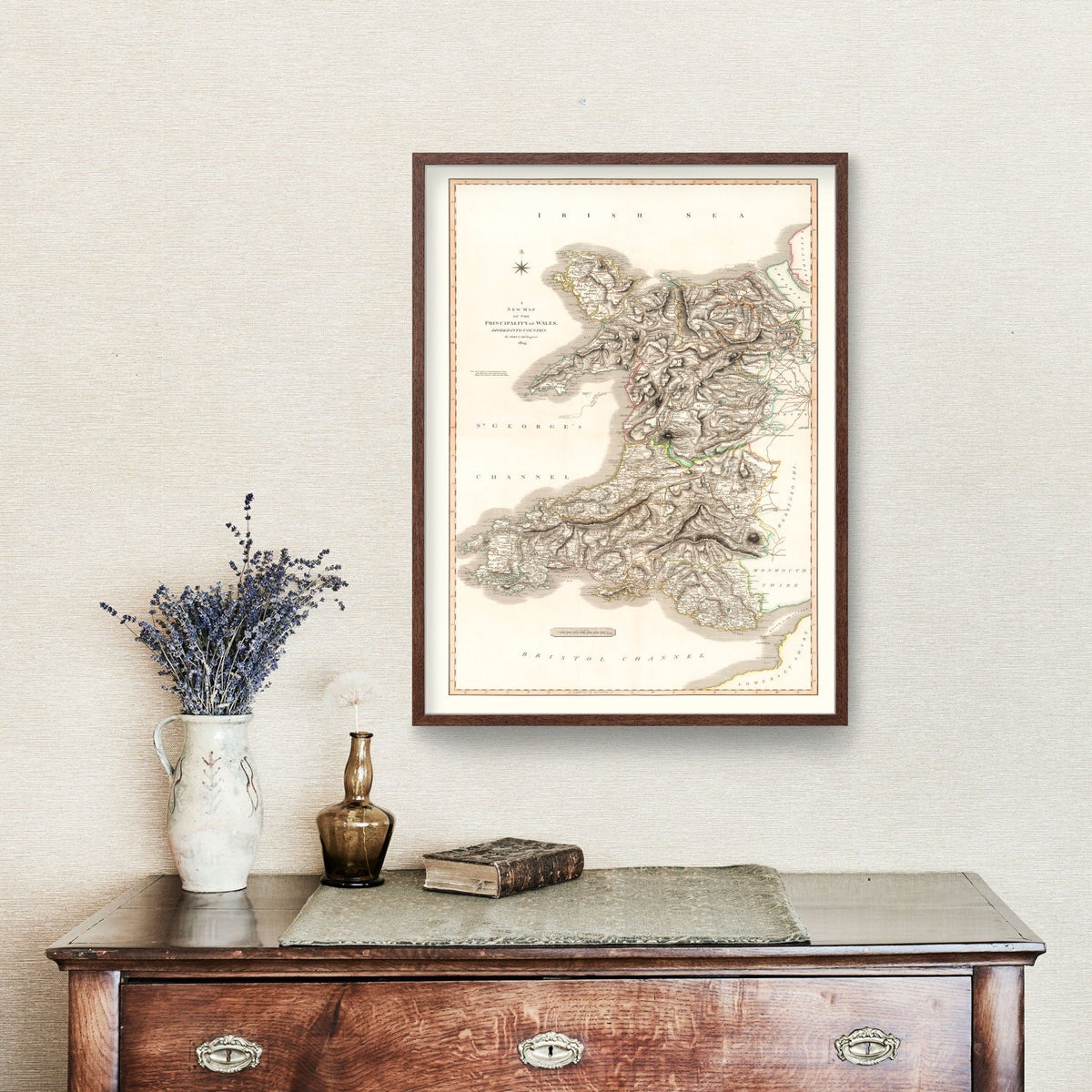 Vintage Map of Wales 1809 Wall Art